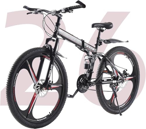 LSLIFE 27,5 Zoll Klappfahrrad 21 Geschwindigkeit Professioneller Karosserie Aluminiumrahme Doppelscheiben Bremse Vorderaufhängung Männer/Damen Mountainbike