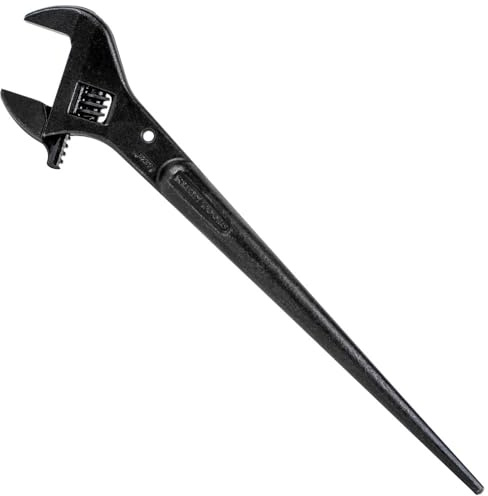 KLEIN TOOLS 3239 Adjustable Spud Wrench, Made in USA, 16-Inch Length, 1-5/8 Wrench Opening, Fits Heavy Nuts and Bolts up to 1-Inch, Tethering