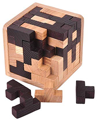 Oostifun Gobus 54 Pieces Wooden Brain Teaser Puzzle T Shape Building Blocks Geometric Jigsaw Puzzle Educational Black and White Puzzles Toy for Kids Adults