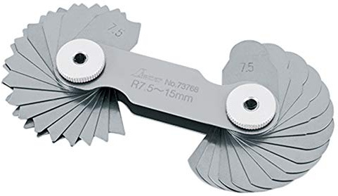 Shinwa Sokutei 73768 Radius Gauges B R7.5 - 15 Set of 32