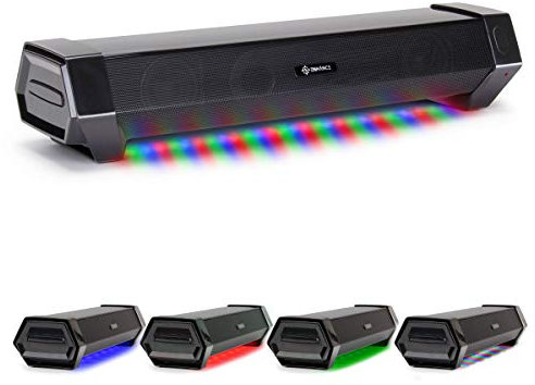 ENHANCE Gaming Attack Sound Bar PC Speaker - Under Monitor Soundbar Computer Speaker with Loud 40W Hi-Fi Audio, 3 LED Color Modes, and Dual Inputs for PC, Laptop, or Phone AUX
