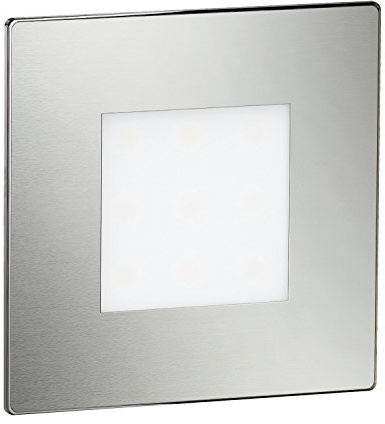 ledscom.de 5 Stück LED Treppenlicht/Wandeinbauleuchte FEX für innen und außen, eckig, edelstahl, 85 x 85mm, blau