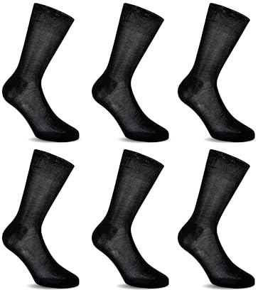 LANCETTI - 6 Paia di Calze Classiche Eleganti per Uomo in Pregiato Cotone Filo di Scozia, Nero, 39-41