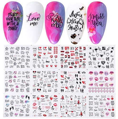 MWBLN Adesivi per unghie,12 disegni Cactus Water Decalcomanie Nail Sticker, Foglia di pianta verde Watermark Flakes Slider Tattoo Nail Art Decoration LABN BN1489-1500