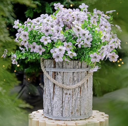 AXYLEX Kunstblumen für den Außenbereich, künstliche Pflanzen, 16 Bündel, Grünpflanzen, Buchsbaum, UV-beständig, kein Verblassen, Kunststoffsträucher, Herbstdeko, Haus, Garten, Chrysanthemen (Weiß)
