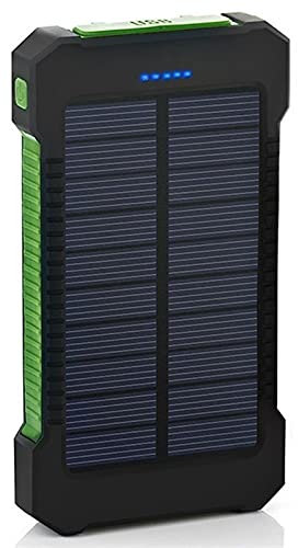 TWDYC Power Bank solaire 30000mAh étanche 2 ports USB Chargeur externe avec lampe de poche et boussole Convient pour smartphones, tablettes, appareils USB (Vert)