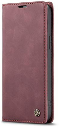 Niloucase Kompatibel mit iPhone 13 Hülle Leder,Magnetverschluss Premium PU Leder Flip Case,Standfunktion.-rot