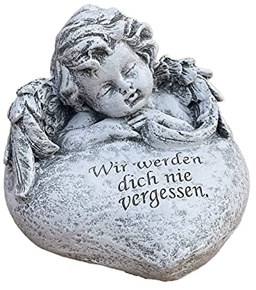 Grabschmuck Engel Herz Wir Werden Dich nie vergessen Steinguss frostfest massiv
