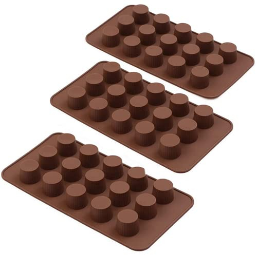 Selecto Bake Molde de chocolate de 15 cavidades, juego de 3 moldes de silicona de grado alimenticio antiadherentes para bombones, caramelo, chocolate, mantequilla de maní