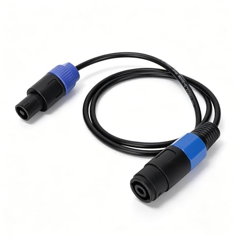 Bewinner Speakon Professionelles Verlängerungskabel 1 m/3,3 Fuß Speakon Stecker auf Speakon Buchse, 4-adriges Ohmkopf-Verlängerungskabel, Lautsprecherkabel