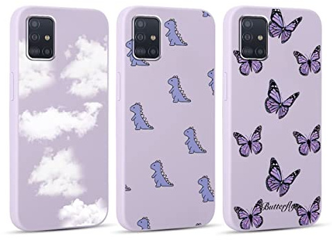 Yoedge 3 Stück Hülle für Samsung Galaxy A51 (4G) 6,5 mit Muster Aesthetic, Weich TPU Ultra Dünnes Soft Slim Silikon Handyhülle Con Motiv, Stoßfeste Case Cover für Samsung A51 (4G), Schmetterling