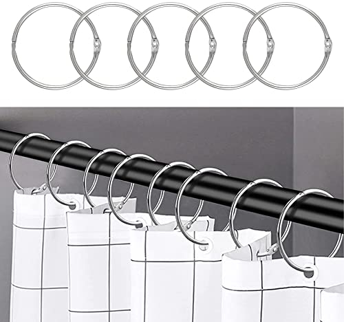 WEKIWGOT 24 pezzi Anelli per Tenda da Doccia in Acciaio Inox, Ganci per Tende, Facili da Installare, con Diametro Interno di 50mm, Adatti per Tende da Doccia e Tende per Finestre (Argento)