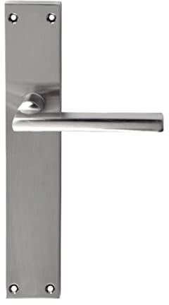 AZERODESIGN Jeu de poignées de porte en aluminium nickel satiné, disponible ensemble de poignée rosette carrée de 50 x 50 mm et sur plaque longue de 245 mm de long x 45 mm de large (longue plaque)