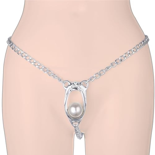 Keuschheitsgürtel für Frauen, Chastity Cage mit Metallschloss, Großer Kugelstimulator, Abstinenz BDSM, Verstellbarer Keuschheitsgürtel, Anti‑Entgleisungs Fessel Bondage Sex Spielzeug für Die Frau