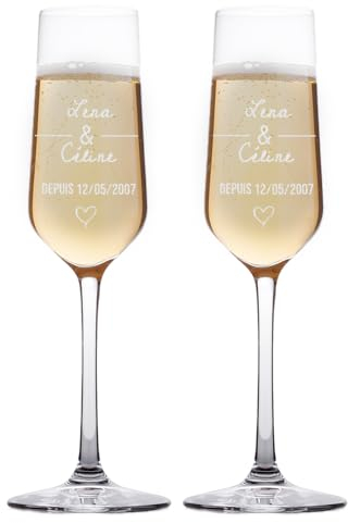 CADEAUX.COM - Flûtes à champagne personnalisées couple - Jour de rencontre