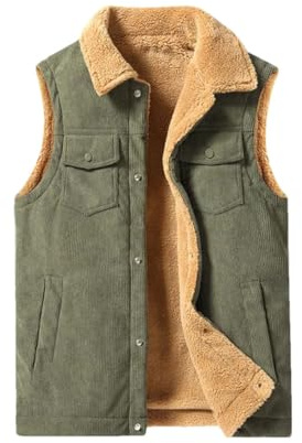 Chaleco térmico de forro polar de invierno para hombre, chaleco de cachemira de pana gruesa, chaleco casual sin mangas, ejército EN8, XXL