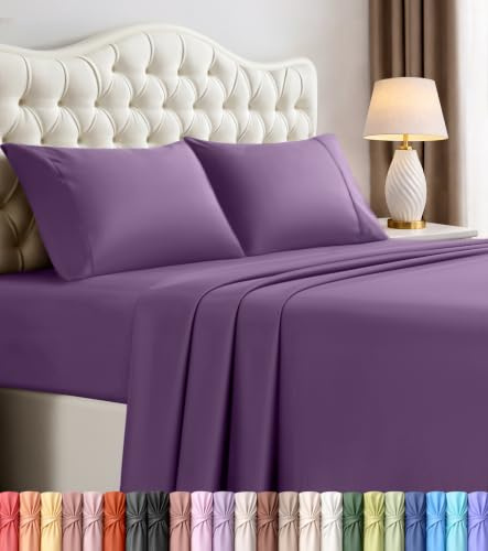 Utopia Bedding King Bed Sheets Set - 4 Piece Bedding - Brushed Microfiber - Shrinkage and Fade Resistant - Easy Care (King, Egg Plant)