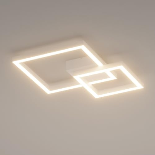 Klighten Plafoniera Led Soffitto 35W 2400LM, Lampada da Soffitto Moderna, Plafoniera Decorativa Alluminio per Soggiorno Cucina Corridoio Camera da Letto, 36 x 36 x 6 cm, Bianco Caldo 3000K, Bianco