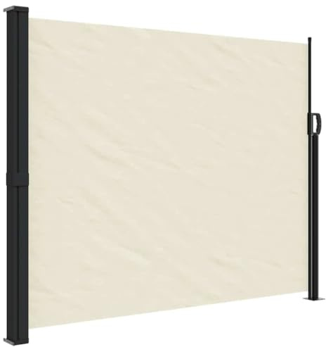 vidaXL Retractable Side Awning - Cream 160x600 cm - Water/UV Polyester Screen for Patio, Balcony, Outdoor Privacy