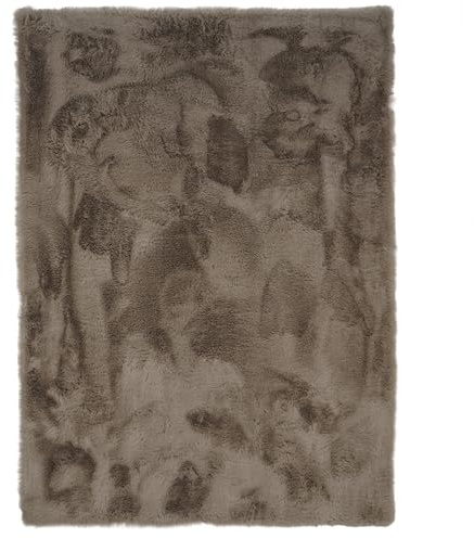 Consilio Concept Heaven Fellteppich 80x150 Taupe Teppich Supersoft 50 mm Höhe Soft weich Hasenfell Imitat beige braun Wohnzimmerteppich Kinderzimmerteppich Küchenteppich Flurteppich