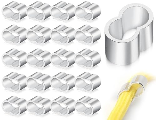 Lhbwhiz 25 Stück Crimpschlaufe,Aluminium Seilklemme,Pressklemmen,Vorgeformte Presshülsen,Würgeklemmen,Doppelhülsen Klemmhülsen,Quetschhülsen,Seilverbinder,für Gummiseil Expanderseil Drahtseil Kabel