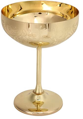 Gobelet en Acier Inoxydable, Flûtes à Champagne en Métal Gravées, Tasse à Vin Rouge, Verre à Vin en Métal, Tasses Décoratives Incassables pour Les Amateurs de Vin (Oreillette Fleur Plaqué Or)