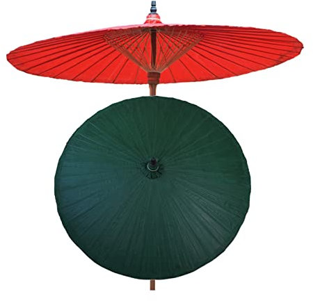 Parasol rond vintage avec protection UV fait à la main en bambou pour plage, terrasse, piscine, design classique, imperméable et portable, 2 m, vert foncé