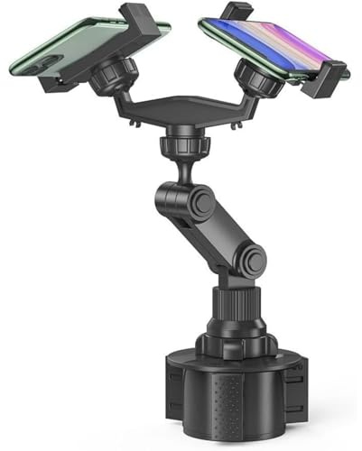 Segrehy Support Telephone Voiture, Porte de Tasse Universel réglable à 360 ° avec Coussinets en Silicone antidérapants, Support Portable Voiture pour iPhone 7 8 11 12 13 Pro XS Installation