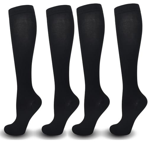 YEWCEP 4 Paar Kompressionsstrümpfe, Thrombosestrümpfe Damen, Kompressionsstrümpfe Damen und Herren Bunte Stützstrümpfe Kompressionssocken für flug Sport Reisen Laufen
