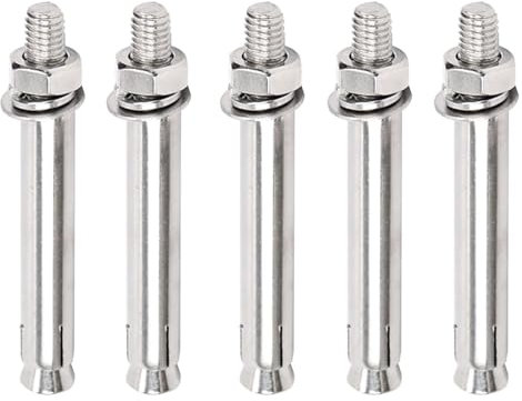 RSRSR Hochleistungs-Expansionsschrauben, 5 Stück M10 Hochleistungs-Expansionsschraubenbolzen, Edelstahl-Außensechskantmutter, Expansionshülse, Ankerbolzen for den Wandbau,