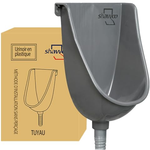 Waterless Urinal Garage Urinal for Men Plastic Urinals for Men, Urine Diverter Outdoor Urinal Wall-Mounted Urinals for Men Bathroom, No-Drill Lnstallation Self-Adhesive Mens Urinal(Gray)
