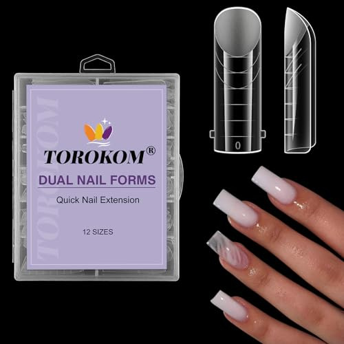 TOROKOM Stampi a doppio chiodo per poli allungamento gel, 120 pezzi quadrati poli unghie gel per unghie per costruttori allungamento nail art design salone & fai da te