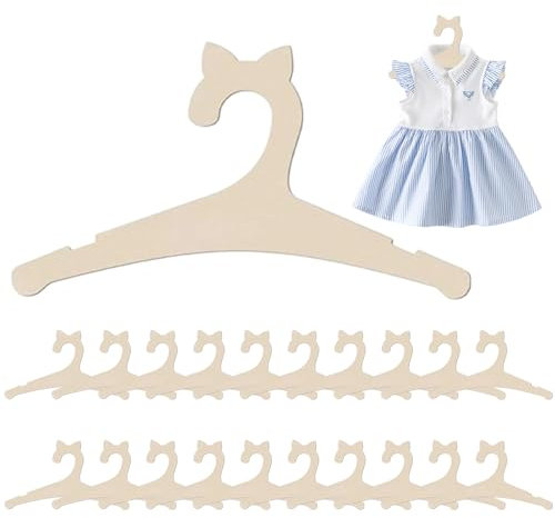 Dzmuero Kinderkleiderbügel Holz, Baby Kleiderbügel, 20 Stück Kinderbügel, Puppen Kleiderbügel Holz, Niedliche Form, Rillen-Design, zur Dekoration, zum Aufhängen von Kleidung