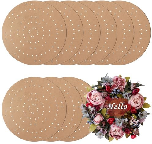 TOLIDA 9PCS Hanging Round Wreaths Boards - 30cm Wreath Frame with Holes, Decorative DIY Crafts Wreath Base for Decorating Wedding, Christmas, Halloween, Birthday and Home Wall Decor (Large)