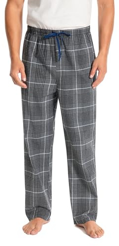 Jveyvth Pantaloni da Pigiama da Uomo in 119% Cotone, Pantaloni da Pigiamas Con Stampa a Quadri, Pantaloni-da-Pigiama Con Tasche