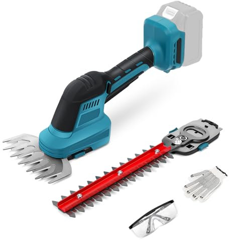Cordless Hedge Trimmer Compatible with Makita 18V Battery, Dual-Action Blade to Reduced Vibration, Grass Shrub Trimmer with 2 Blades for Garden, Pruning (No Battery)