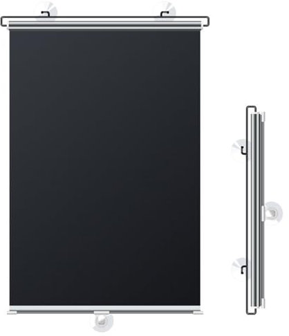 Suction Cup Roller Blinds for Windows, Black Blackout Roller Blinds, No Drilling Sunshade Thermal Insulation and Sun Protection Privacy Screens,Retractable Portable Curtains