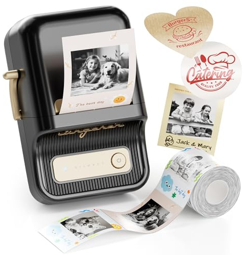 NIIMBOT Etikettendrucker B21 Pro, 300dpi Selbstklebendes Etikettiergerät Bluetooth Beschriftungsgerät Label Printer Fotodrucker für Lernen, Studiennotizen, Bilderdruck, Scrapbooking, Schwarz