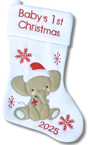 Heart's Sign Babys erste Weihnachten Strumpf 2025 | Mein erstes Weihnachten Baby Junge und Baby Mädchen | Neugeborene Strümpfe Weihnachtsschmuck, Weiss