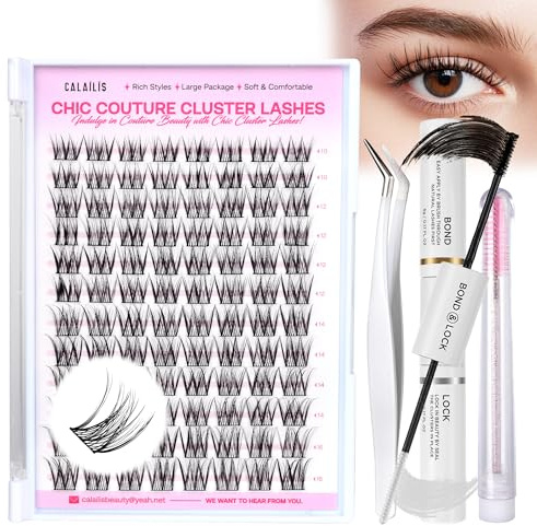 CALAILIS DIY Wimpern Extensions Set - 96 Stück D Curl Einzelne Extensions mit Kleber, Sealer, Remover und Applikator Lash Set (CDD04)