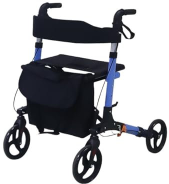 Deambulateur Exterieur Déambulateur roulant léger, déambulateur pliable avec dossier rembourré, aide à la marche pliante à réglage en hauteur for personnes âgées et adultes Déambulateur pour personnes