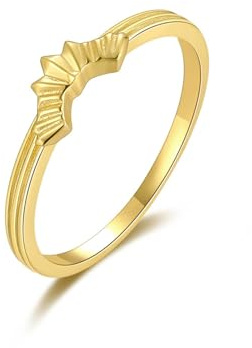 Wycian Damen Ringe Klassisch Heiratsantrag Ring Gold 9K Gelbgold Au375 Größe 50 (15.9) Vorsteckring für Tante Elegant Schmuck Geschenk