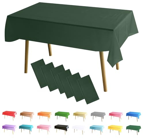 MOMHUA 6Pcs Weihnachts Grün Tischdecke, 137x274cm Tischtuch Plastiktischdecke, Rechteckige Tischabdeckung Gartentischdecke Outdoor Table Cloth für Geburtstag Feste Hochzeiten Halloween Weihnachten
