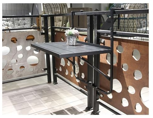 Barre de Balcon Pliante réglable pour l'extérieur - Hauteur à 4 Niveaux pour balustrades, idéale pour Les terrasses et Les Jardins, Noire, Design Compact, idéale pour Les réceptions en Plein