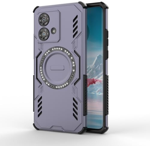 HAFFAN Funda Carcasa para Motorola Moto Edge 40 Neo (6.55 Inches) Armadura Antigolpe Slim Protectora, Silicona Magnética, 360 Bumper, Carga Inalámbrica - Morado