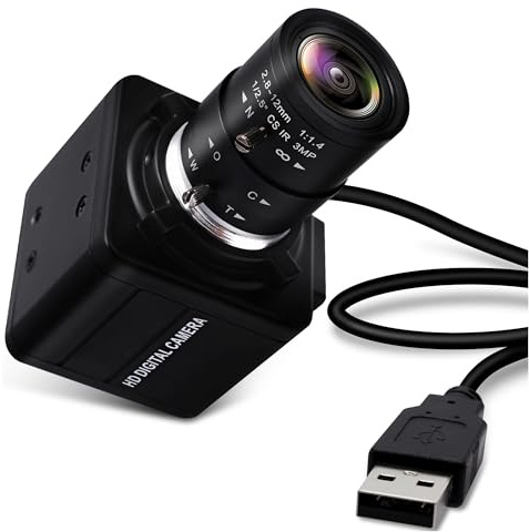 AYJYZHIAG Mini webcam for PC USB 1080P Full HD 30fps 60fps 100fps con obiettivo CS varifocale zoom manuale for Skype, registrazione di videochiamate