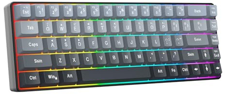 CHEOTIME Gaming Keyboard 68 Keys, Three Mode Connectivity Wired 2.4G Blue tooth 5.0, RGB Backlit Compact 65% Layout with 2000mAh Battery for PC