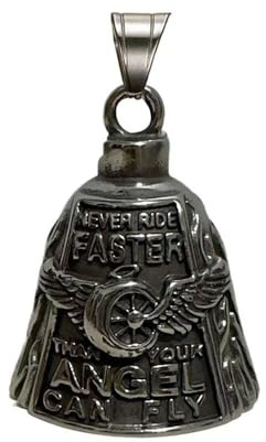 XFSRG Campanella Moto Guardian Bell Accessori Moto Portachiavi con Ali Angelo e Ruota Decorazione Protettiva per Motociclista Ciclista Biker Campanello Porta Fortuna Stile Vintage