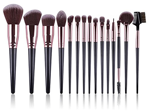Makeupborstset 15 svarta sminkborstar, professionellt set (Noir)