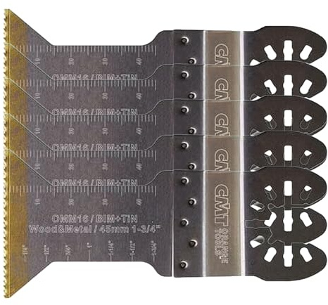 CMT OMM16-X5 Lame 45mm extra-long life taglio dal pieno e rifilatura per legno e metallo, Attacco universale, 5 pz